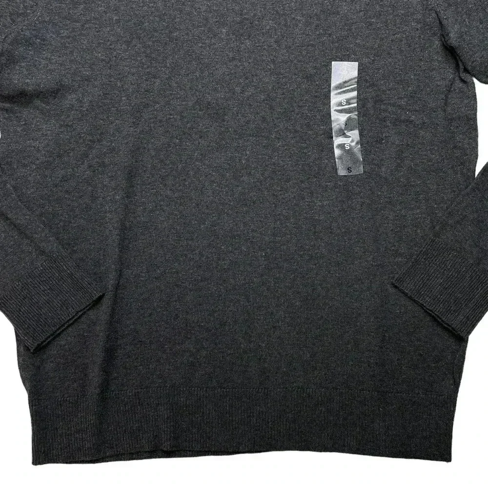 Alfani Solid Table Cotton Blend Dark Grey V-Neck Classic Fit Mens Sweater - Picture 5 of 10